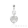 316L SURGICAL STEEL MULTI CZ TREE OF LOVE DANGLE BELLY BUTTON NAVEL RING 